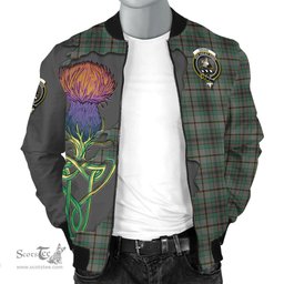 Scottish Craig Tartan Family Crest with Thistle and Scotland Map Tartan Plaid Bomber Jacket Scottish Plaid Tartan Plaid - ScotsTee - scotstee.com