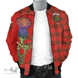 Scottish Grant Weathered Tartan Family Crest with Thistle and Scotland Map Tartan Plaid Bomber Jacket Scottish Plaid Tartan Plaid - ScotsTee - scotstee.com
