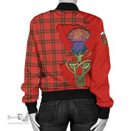 Scottish Grant Weathered Tartan Family Crest with Thistle and Scotland Map Tartan Plaid Bomber Jacket Scottish Plaid Tartan Plaid - ScotsTee - scotstee.com
