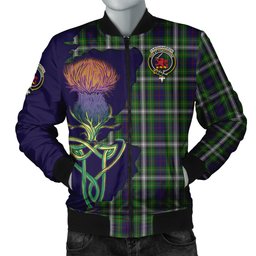 Scottish Farquharson Dress Tartan Family Crest with Thistle and Scotland Map Tartan Plaid Bomber Jacket Scottish Plaid Tartan Plaid - ScotsTee - scotstee.com