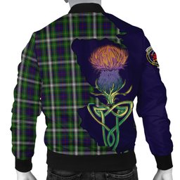 Scottish Farquharson Dress Tartan Family Crest with Thistle and Scotland Map Tartan Plaid Bomber Jacket Scottish Plaid Tartan Plaid - ScotsTee - scotstee.com