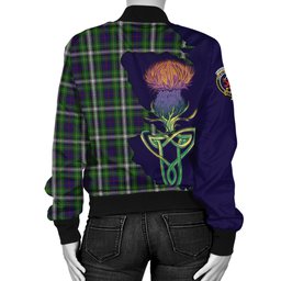 Scottish Farquharson Dress Tartan Family Crest with Thistle and Scotland Map Tartan Plaid Bomber Jacket Scottish Plaid Tartan Plaid - ScotsTee - scotstee.com