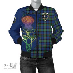Scottish Fletcher Ancient Tartan Family Crest with Thistle and Scotland Map Tartan Plaid Bomber Jacket Scottish Plaid Tartan Plaid - ScotsTee - scotstee.com