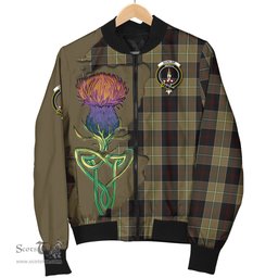 Scottish Dunlop Hunting Tartan Family Crest with Thistle and Scotland Map Tartan Plaid Bomber Jacket Scottish Plaid Tartan Plaid - ScotsTee - scotstee.com