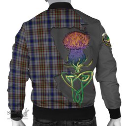 Scottish Gayre Hunting Tartan Family Crest with Thistle and Scotland Map Tartan Plaid Bomber Jacket Scottish Plaid Tartan Plaid - ScotsTee - scotstee.com