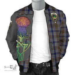 Scottish Gayre Hunting Tartan Family Crest with Thistle and Scotland Map Tartan Plaid Bomber Jacket Scottish Plaid Tartan Plaid - ScotsTee - scotstee.com