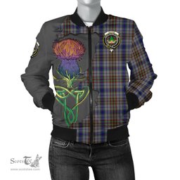 Scottish Gayre Hunting Tartan Family Crest with Thistle and Scotland Map Tartan Plaid Bomber Jacket Scottish Plaid Tartan Plaid - ScotsTee - scotstee.com