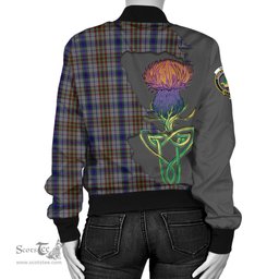 Scottish Gayre Hunting Tartan Family Crest with Thistle and Scotland Map Tartan Plaid Bomber Jacket Scottish Plaid Tartan Plaid - ScotsTee - scotstee.com