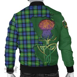 Scottish Gordon Old Ancient Tartan Family Crest with Thistle and Scotland Map Tartan Plaid Bomber Jacket Scottish Plaid Tartan Plaid - ScotsTee - scotstee.com
