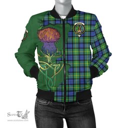 Scottish Gordon Old Ancient Tartan Family Crest with Thistle and Scotland Map Tartan Plaid Bomber Jacket Scottish Plaid Tartan Plaid - ScotsTee - scotstee.com