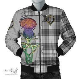 Scottish Glendinning Tartan Family Crest with Thistle and Scotland Map Tartan Plaid Bomber Jacket Scottish Plaid Tartan Plaid - ScotsTee - scotstee.com