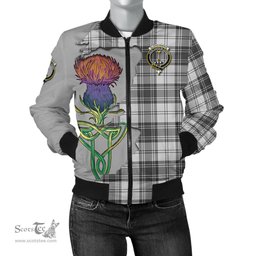 Scottish Glendinning Tartan Family Crest with Thistle and Scotland Map Tartan Plaid Bomber Jacket Scottish Plaid Tartan Plaid - ScotsTee - scotstee.com