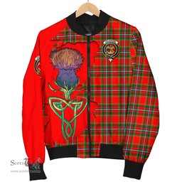 Scottish Drummond of Perth Tartan Family Crest with Thistle and Scotland Map Tartan Plaid Bomber Jacket Scottish Plaid Tartan Plaid - ScotsTee - scotstee.com