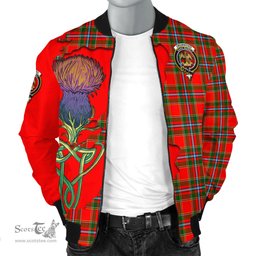 Scottish Drummond of Perth Tartan Family Crest with Thistle and Scotland Map Tartan Plaid Bomber Jacket Scottish Plaid Tartan Plaid - ScotsTee - scotstee.com