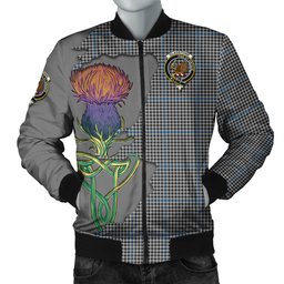 Scottish Gladstone Tartan Family Crest with Thistle and Scotland Map Tartan Plaid Bomber Jacket Scottish Plaid Tartan Plaid - ScotsTee - scotstee.com