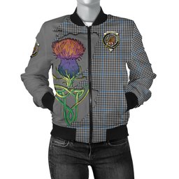 Scottish Gladstone Tartan Family Crest with Thistle and Scotland Map Tartan Plaid Bomber Jacket Scottish Plaid Tartan Plaid - ScotsTee - scotstee.com