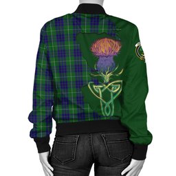 Scottish Hamilton Green Hunting Tartan Family Crest with Thistle and Scotland Map Tartan Plaid Bomber Jacket Scottish Plaid Tartan Plaid - ScotsTee - scotstee.com
