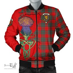Scottish Cumming Modern Tartan Family Crest with Thistle and Scotland Map Tartan Plaid Bomber Jacket Scottish Plaid Tartan Plaid - ScotsTee - scotstee.com