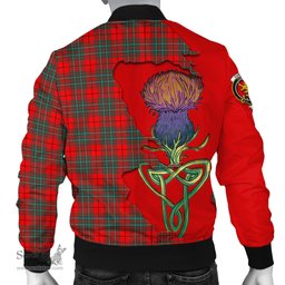 Scottish Cumming Modern Tartan Family Crest with Thistle and Scotland Map Tartan Plaid Bomber Jacket Scottish Plaid Tartan Plaid - ScotsTee - scotstee.com