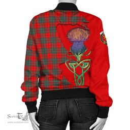 Scottish Cumming Modern Tartan Family Crest with Thistle and Scotland Map Tartan Plaid Bomber Jacket Scottish Plaid Tartan Plaid - ScotsTee - scotstee.com