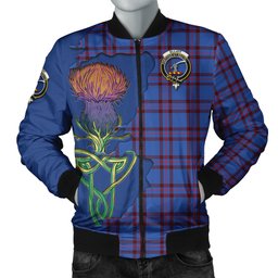 Scottish Elliot Modern Tartan Family Crest with Thistle and Scotland Map Tartan Plaid Bomber Jacket Scottish Plaid Tartan Plaid - ScotsTee - scotstee.com