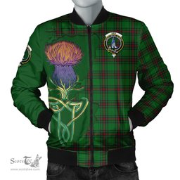 Scottish Ged Tartan Family Crest with Thistle and Scotland Map Tartan Plaid Bomber Jacket Scottish Plaid Tartan Plaid - ScotsTee - scotstee.com