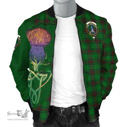Scottish Ged Tartan Family Crest with Thistle and Scotland Map Tartan Plaid Bomber Jacket Scottish Plaid Tartan Plaid - ScotsTee - scotstee.com