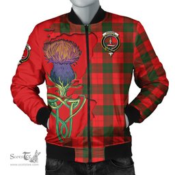 Scottish Erskine Modern Tartan Family Crest with Thistle and Scotland Map Tartan Plaid Bomber Jacket Scottish Plaid Tartan Plaid - ScotsTee - scotstee.com