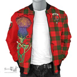 Scottish Erskine Modern Tartan Family Crest with Thistle and Scotland Map Tartan Plaid Bomber Jacket Scottish Plaid Tartan Plaid - ScotsTee - scotstee.com