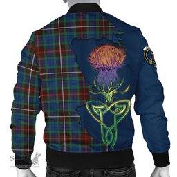 Scottish Fraser Hunting Ancient Tartan Family Crest with Thistle and Scotland Map Tartan Plaid Bomber Jacket Scottish Plaid Tartan Plaid - ScotsTee - scotstee.com