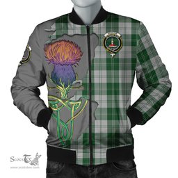 Scottish Erskine Green Tartan Family Crest with Thistle and Scotland Map Tartan Plaid Bomber Jacket Scottish Plaid Tartan Plaid - ScotsTee - scotstee.com