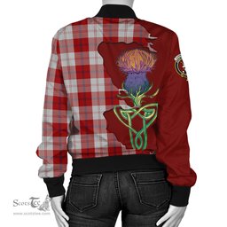 Scottish Cunningham Dress Tartan Family Crest with Thistle and Scotland Map Tartan Plaid Bomber Jacket Scottish Plaid Tartan Plaid - ScotsTee - scotstee.com