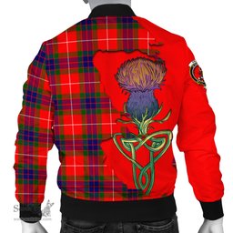 Scottish Fraser Modern Tartan Family Crest with Thistle and Scotland Map Tartan Plaid Bomber Jacket Scottish Plaid Tartan Plaid - ScotsTee - scotstee.com