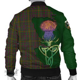 Scottish Hall Tartan Family Crest with Thistle and Scotland Map Tartan Plaid Bomber Jacket Scottish Plaid Tartan Plaid - ScotsTee - scotstee.com
