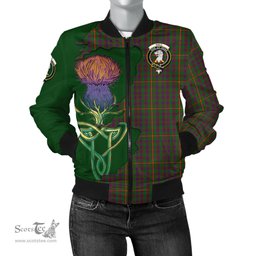 Scottish Hall Tartan Family Crest with Thistle and Scotland Map Tartan Plaid Bomber Jacket Scottish Plaid Tartan Plaid - ScotsTee - scotstee.com