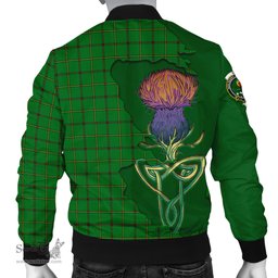 Scottish Don Tartan Family Crest with Thistle and Scotland Map Tartan Plaid Bomber Jacket Scottish Plaid Tartan Plaid - ScotsTee - scotstee.com