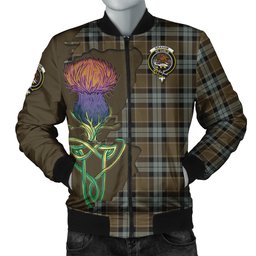 Scottish Graham of Menteith Weathered Tartan Family Crest with Thistle and Scotland Map Tartan Plaid Bomber Jacket Scottish Plaid Tartan Plaid - ScotsTee - scotstee.com