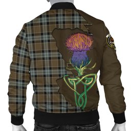 Scottish Graham of Menteith Weathered Tartan Family Crest with Thistle and Scotland Map Tartan Plaid Bomber Jacket Scottish Plaid Tartan Plaid - ScotsTee - scotstee.com