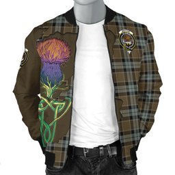 Scottish Graham of Menteith Weathered Tartan Family Crest with Thistle and Scotland Map Tartan Plaid Bomber Jacket Scottish Plaid Tartan Plaid - ScotsTee - scotstee.com