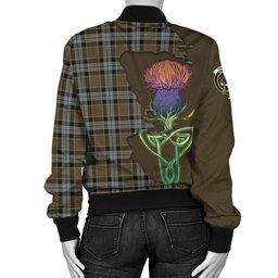 Scottish Graham of Menteith Weathered Tartan Family Crest with Thistle and Scotland Map Tartan Plaid Bomber Jacket Scottish Plaid Tartan Plaid - ScotsTee - scotstee.com