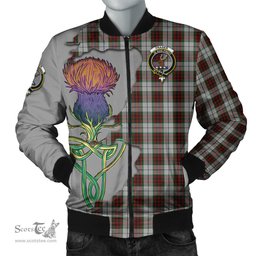 Scottish Fraser Dress Tartan Family Crest with Thistle and Scotland Map Tartan Plaid Bomber Jacket Scottish Plaid Tartan Plaid - ScotsTee - scotstee.com