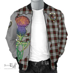 Scottish Fraser Dress Tartan Family Crest with Thistle and Scotland Map Tartan Plaid Bomber Jacket Scottish Plaid Tartan Plaid - ScotsTee - scotstee.com