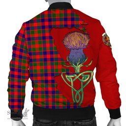 Scottish Gow Modern Tartan Family Crest with Thistle and Scotland Map Tartan Plaid Bomber Jacket Scottish Plaid Tartan Plaid - ScotsTee - scotstee.com