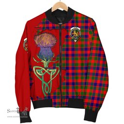 Scottish Gow Modern Tartan Family Crest with Thistle and Scotland Map Tartan Plaid Bomber Jacket Scottish Plaid Tartan Plaid - ScotsTee - scotstee.com