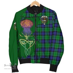 Scottish Graham of Menteith Modern Tartan Family Crest with Thistle and Scotland Map Tartan Plaid Bomber Jacket Scottish Plaid Tartan Plaid - ScotsTee - scotstee.com