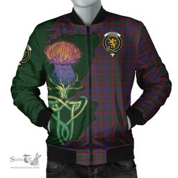 Scottish Cumming Tartan Family Crest with Thistle and Scotland Map Tartan Plaid Bomber Jacket Scottish Plaid Tartan Plaid - ScotsTee - scotstee.com