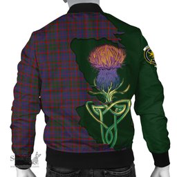 Scottish Cumming Tartan Family Crest with Thistle and Scotland Map Tartan Plaid Bomber Jacket Scottish Plaid Tartan Plaid - ScotsTee - scotstee.com