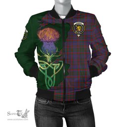 Scottish Cumming Tartan Family Crest with Thistle and Scotland Map Tartan Plaid Bomber Jacket Scottish Plaid Tartan Plaid - ScotsTee - scotstee.com