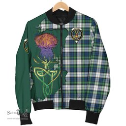 Scottish Gordon Dress Ancient Tartan Family Crest with Thistle and Scotland Map Tartan Plaid Bomber Jacket Scottish Plaid Tartan Plaid - ScotsTee - scotstee.com