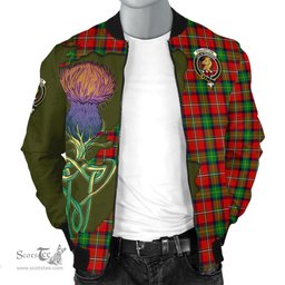 Scottish Fullerton Tartan Family Crest with Thistle and Scotland Map Tartan Plaid Bomber Jacket Scottish Plaid Tartan Plaid - ScotsTee - scotstee.com